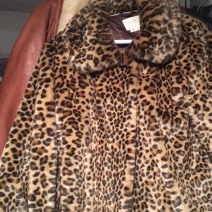Kate Spade leopard print faux fur jacket